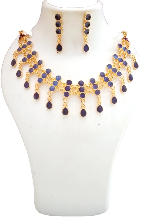 Assamese_Traditional_Gold_Plated_Blue_Color_Necklace_Set_For_Women_&_Girl